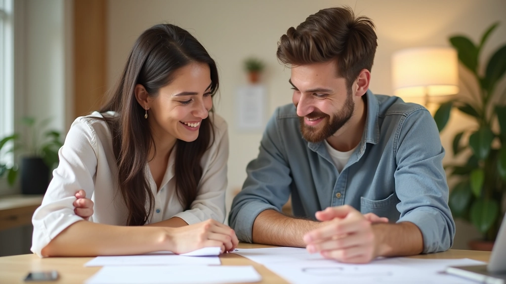 Gruppo di persone che lavorano insieme su un progetto, supportandosi reciprocamente con sorrisi e gesti di incoraggiamento