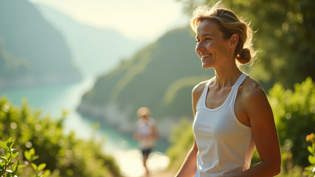 Stile di vita salutistico mediterraneo con esercizio, cibo sano e natura