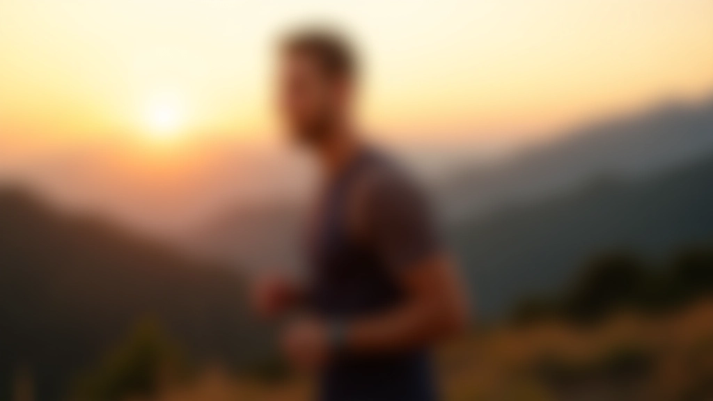 Uomo che fa esercizio all'aperto al tramonto, con montagne sullo sfondo, forma fisica e benessere, immagine di qualità professionale